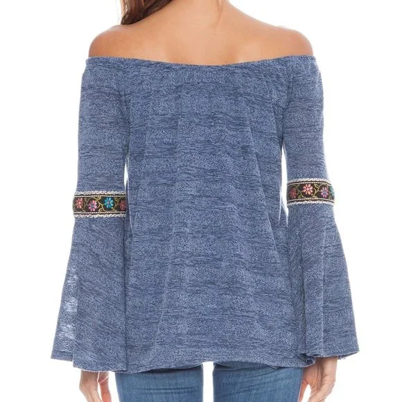 VAVA by Joy Han KYLE Cold Shoulder Blouse GRAY Large NEW With Tags - Picture 7 of 8